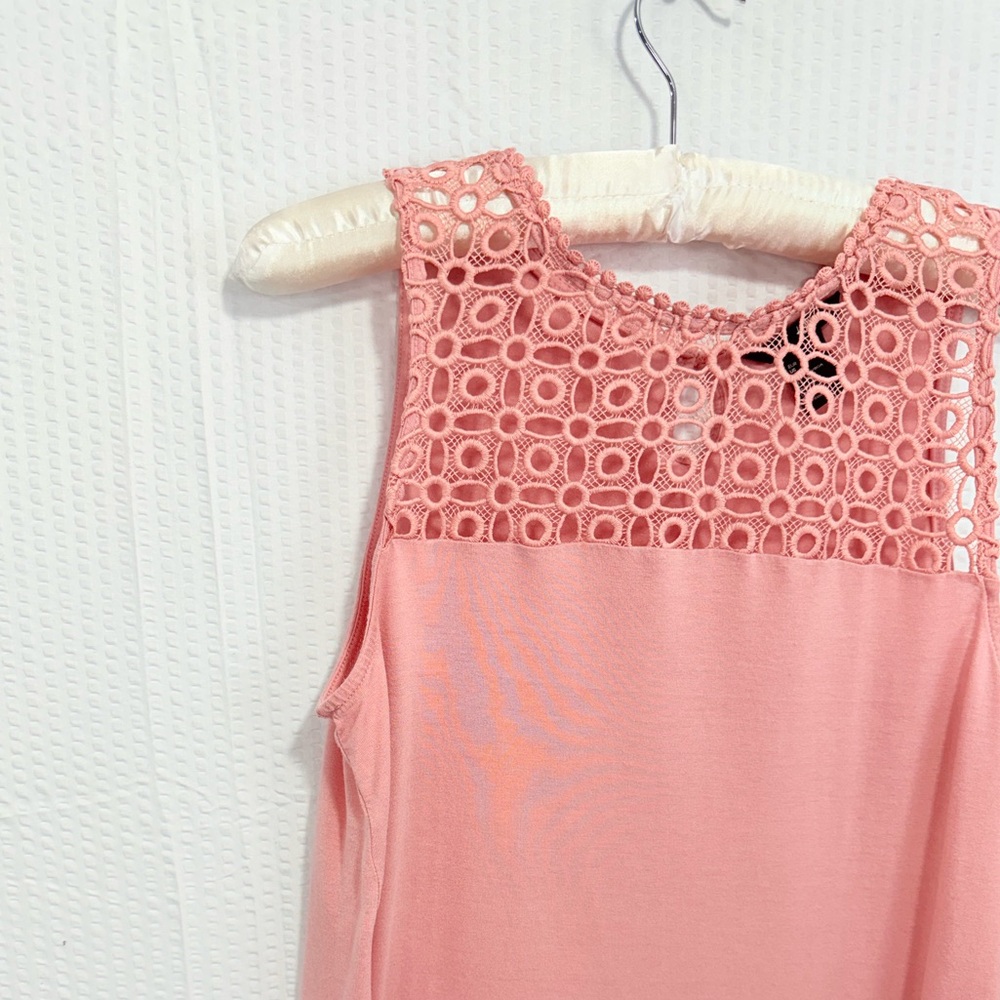 Cottagecore embroidered warm pink sleeveless tank top summer H&M Sz XS camisole - Picture 5 of 10